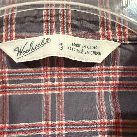 Woolrich Shirt Outdoor Hiking Plaid Button Down Color Gray Red Pink Size Large - Picture 3 of 9